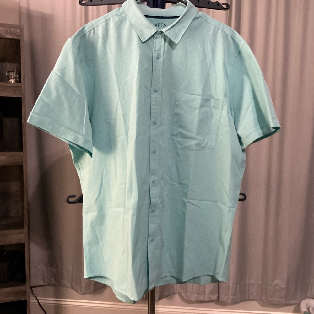 APT. 9 Premier Flex Performance Men's Mint Green Short Sleeve Shirt